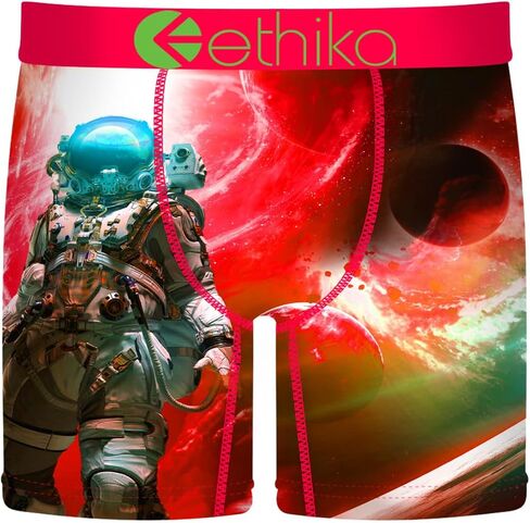 ملابس داخلية قصيرة متوسطة الطول للرجال من Ethika، ملابس داخلية قابلة للتمدد في 4 اتجاهات - كوكب أحمر in Saudi Arabia