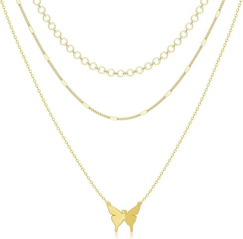 Besteel 3pcs قلادات الذهب ذات الطبقات الوعرة للنساء - paperclip pearl choker necklace stack مجموعة عصرية بسيطة سلسلة سلسلة مجوهرات غير مشوهة بالماء الهدايا in Saudi Arabia