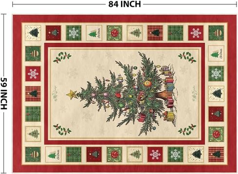 Artoid Mode Beige Xmas Tree Merry Christmas Area Rug, Winter Home Decor Low-Profile Non-Slip Washable Large Rug for Living Room Bedroom Farmhouse Dining Room Kids Playroom 5x7 Feet in Saudi Arabia