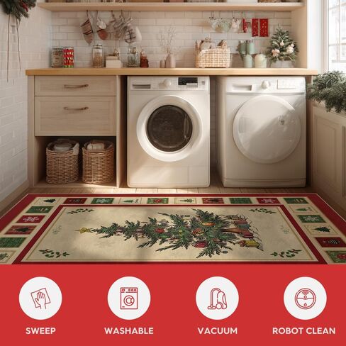 Artoid Mode Beige Xmas Tree Merry Christmas Area Rug, Winter Home Decor Low-Profile Non-Slip Washable Large Rug for Living Room Bedroom Farmhouse Dining Room Kids Playroom 5x7 Feet in Saudi Arabia