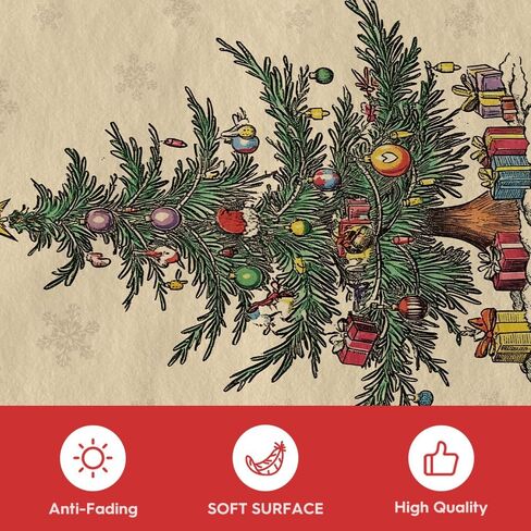 Artoid Mode Beige Xmas Tree Merry Christmas Area Rug, Winter Home Decor Low-Profile Non-Slip Washable Large Rug for Living Room Bedroom Farmhouse Dining Room Kids Playroom 5x7 Feet in Saudi Arabia