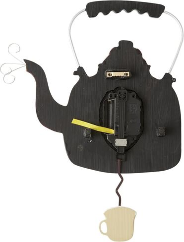 Enesco Allen Designs ساعة حائط بندول منحوتة على شكل غلاية شاي زهرية عتيقة، 10.24 بوصة، متعددة الألوان in Kuwait