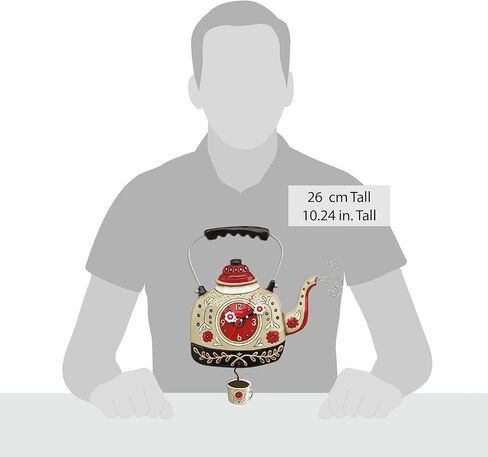 Enesco Allen Designs ساعة حائط بندول منحوتة على شكل غلاية شاي زهرية عتيقة، 10.24 بوصة، متعددة الألوان in Kuwait