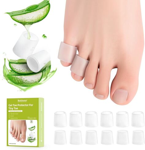 Bukihome Silicone Toe Protectors – Silicone Open Pinky Toe Sleeves for Hammer Toes, Corns, Calluses, Blisters – Soft Gel Protector Toe Cushions for Pain Relief - 12 Count (6 Thick +6 Thin) in Kuwait