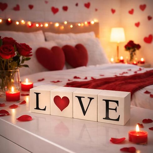 Reversible Valentines Day / St Patricks Day Decorations, 4pcs Wooden Farmhouse Valentines Decor, Valentines Day St Patricks Day Decor For Home Bathroom Mantel Office Table Mantle House, Vintage Love Heart Luck Clover Pattern Signs (White) in Saudi Arabia