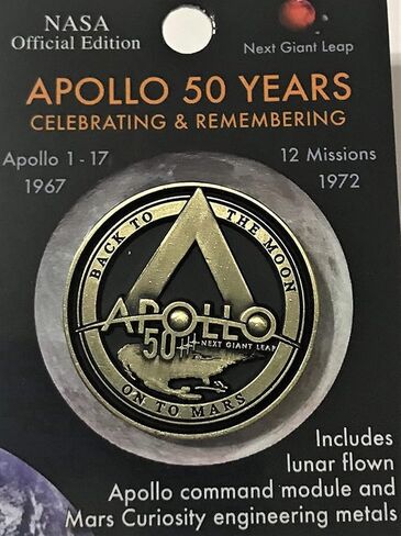 NASA Apollo 11 Program 50th Anniversary Lapel Pin Contains Flown Command Module Metal That Went to the Moon in Saudi Arabia
