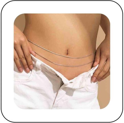 Sttiafay Boho Layered Snake Waist Chain Gold Round Snake Chain Body Chain Beach Waist Belly Chain Summer Bikini Waist Body Chain Jewelry for Women and Girls in Saudi Arabia