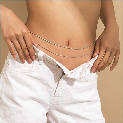 Sttiafay Boho Layered Snake Waist Chain Gold Round Snake Chain Body Chain Beach Waist Belly Chain Summer Bikini Waist Body Chain Jewelry for Women and Girls in Saudi Arabia
