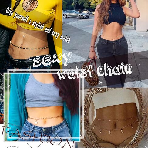 Sttiafay Boho Layered Snake Waist Chain Gold Round Snake Chain Body Chain Beach Waist Belly Chain Summer Bikini Waist Body Chain Jewelry for Women and Girls in Saudi Arabia