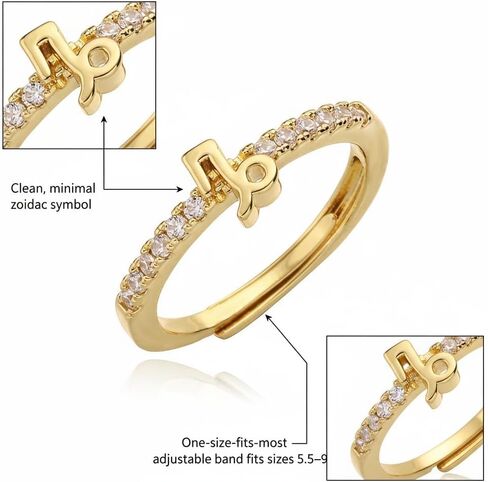 HOPE LOVE SHINE، خاتم برج العقرب - مجوهرات التنجيم النحاسية المطلية بالذهب عيار 18 قيراط القابلة للتعديل - هدية علامة نجمة الأبراج in Saudi Arabia