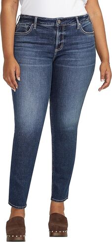 Silver Jeans Co. Womens Plus Size Elyse Mid Rise Comfort Fit Straight Leg Jeans in Saudi Arabia