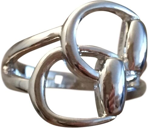 HamptonGems Double Horse BIT Ring-Sterling Silver Plate-Sizes-8 in Saudi Arabia