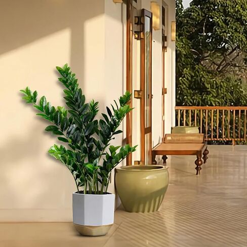 Geniff Artificial Plants Indoor ZZ Plant Fake Plant 34" Potted Plastic Plants for Home Office Desk Farmhouse Room Bathroom Decor in Saudi Arabia