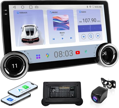 7inch Car Stereo Double Din Wireless Carplay & Android Auto, 1080P AHD Backup Camera, 2G+32G DSP Touchscreen Radio with Bluetooth, FM/AM/RDS, 4-Core CPU, Split Screen, APK Download in Kuwait