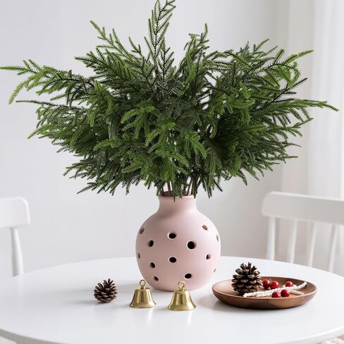 Wsorik 4 Pcs 36" Realistic Norfolk Pine Branches - Artificial Real Touch Christmas Pine Stems Picks Greenery Fake Cedar Pine Branch for Vase DIY Crafts Wreaths Garland Xmas Indoor Outdoor Home Decor in Saudi Arabia