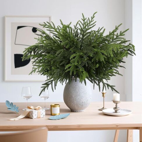 Wsorik 4 Pcs 36" Realistic Norfolk Pine Branches - Artificial Real Touch Christmas Pine Stems Picks Greenery Fake Cedar Pine Branch for Vase DIY Crafts Wreaths Garland Xmas Indoor Outdoor Home Decor in Saudi Arabia