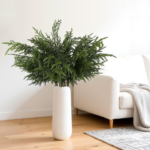 Wsorik 4 Pcs 36" Realistic Norfolk Pine Branches - Artificial Real Touch Christmas Pine Stems Picks Greenery Fake Cedar Pine Branch for Vase DIY Crafts Wreaths Garland Xmas Indoor Outdoor Home Decor in Saudi Arabia