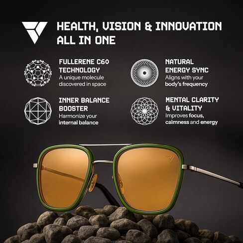 Hyperlight Aviator Green Fullerene C60 UV & bluelight daily shades for men. Unisex luxury sunglasses for women, designer sunglasses for men. Fashion branded harmonized white light eyeglasses w/case in Saudi Arabia