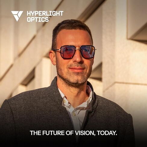 Hyperlight Aviator Black Fullerene C60 UV & bluelight daily shades for men. Unisex luxury sunglasses for women, designer sunglasses for men. Fashion branded harmonized white light eyeglasses w/case in Saudi Arabia