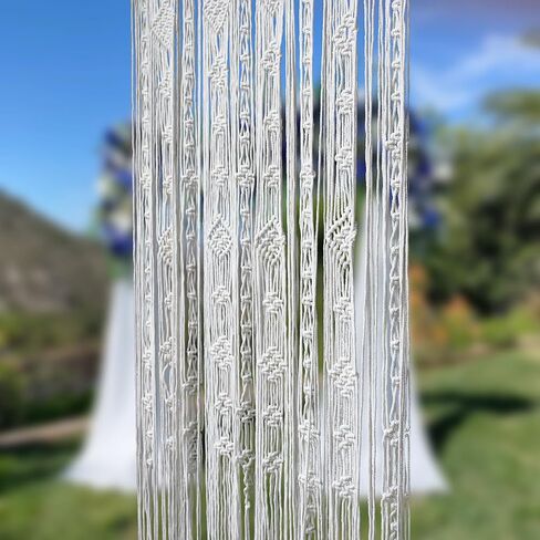 ستارة Atsweetlife Macrame مصنوعة يدويًا ستائر مدخل بوهو، لوحة خلفية باب هيبي معلقة لديكور الزفاف مقسم غطاء بوهيمي لغرفة النوم (طبيعي، 90 × 200 سم / 35 × 79 بوصة، مربع) in Kuwait