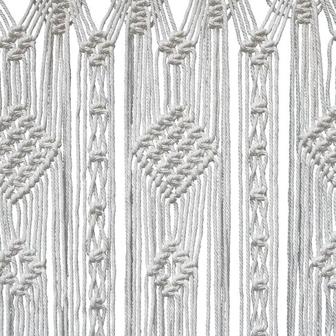 ستارة Atsweetlife Macrame مصنوعة يدويًا ستائر مدخل بوهو، لوحة خلفية باب هيبي معلقة لديكور الزفاف مقسم غطاء بوهيمي لغرفة النوم (طبيعي، 90 × 200 سم / 35 × 79 بوصة، مربع) in Kuwait