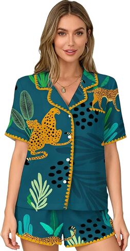 Zarityha Women's Pajama Sets 2 Piece Sleepwear Button Down PJ Short Pyjamas Lounge Sets in Saudi Arabia