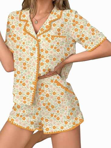 Zarityha Women's Pajama Sets 2 Piece Sleepwear Button Down PJ Short Pyjamas Lounge Sets in Saudi Arabia