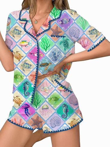 Zarityha Women's Pajama Sets 2 Piece Sleepwear Button Down PJ Short Pyjamas Lounge Sets in Saudi Arabia