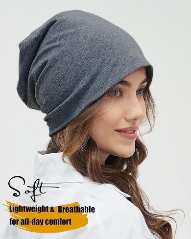 ROYBENS 100% Cotton T-Shirt Beanie for Women Men Slouchy Beanies Soft Hipster Daily Hat Lightweight Skull Cap in Saudi Arabia