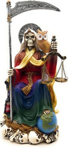 RUSTIX Santa Muerte Statue, La Santa Muerte Figurine, Saint of Holy Death, Sacred Symbol of Protection and Spirituality, Seated Religious Decor, Muerte de la Muerte Altar Piece (Multicolor) in Saudi Arabia