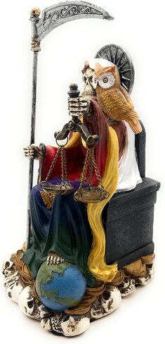 RUSTIX Santa Muerte Statue, La Santa Muerte Figurine, Saint of Holy Death, Sacred Symbol of Protection and Spirituality, Seated Religious Decor, Muerte de la Muerte Altar Piece (Multicolor) in Saudi Arabia