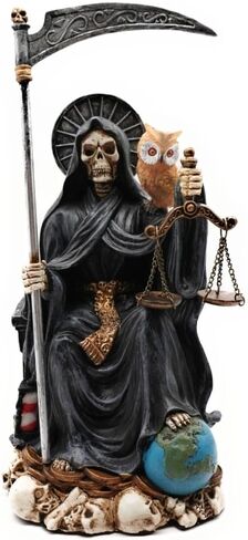 RUSTIX Santa Muerte Statue, La Santa Muerte Figurine, Saint of Holy Death, Sacred Symbol of Protection and Spirituality, Seated Religious Decor, Muerte de la Muerte Altar Piece (Multicolor) in Saudi Arabia