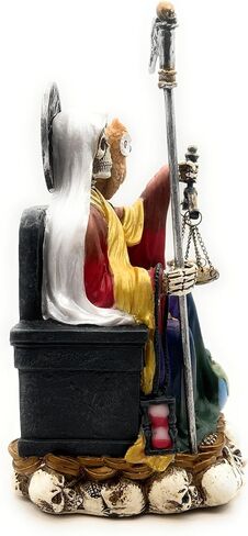 RUSTIX Santa Muerte Statue, La Santa Muerte Figurine, Saint of Holy Death, Sacred Symbol of Protection and Spirituality, Seated Religious Decor, Muerte de la Muerte Altar Piece (Multicolor) in Saudi Arabia