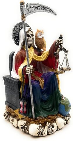 RUSTIX Santa Muerte Statue, La Santa Muerte Figurine, Saint of Holy Death, Sacred Symbol of Protection and Spirituality, Seated Religious Decor, Muerte de la Muerte Altar Piece (Multicolor) in Saudi Arabia