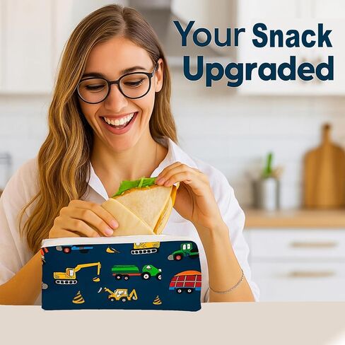 4 Pack Reusable Snack Bags Food Safety Zipper Lunch Bags Portable Double Layer Food Pouch for Travel Small Sandwich Bags 7X3.7 Inches (Cute) in Saudi Arabia