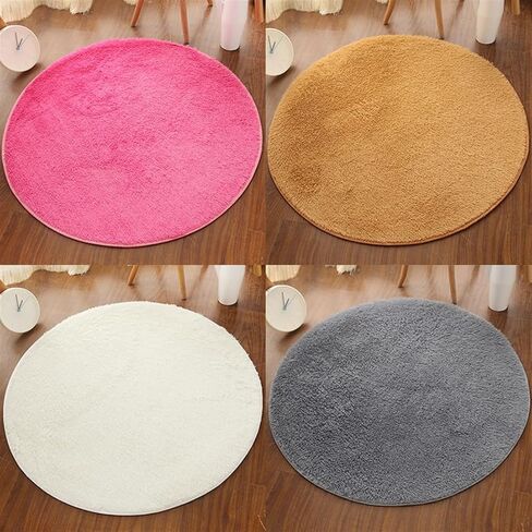 UEAUY سجادة دائرية قطيفة ناعمة للأماكن الداخلية الحديثة سجادة يوجا لغرفة نوم الأطفال وديكور المنزل وغرفة الأطفال باللون الرمادي بطول 2 قدم in Kuwait