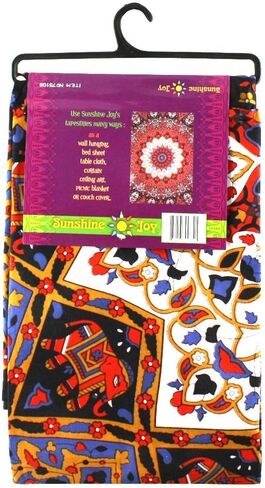 Sunshine Joy Indian Dark Star Elephant Tapestry - Orange & Blue - 60x90 Inches - Beach Sheet - Hanging Wall Art - 3D Reactive Artwork in Saudi Arabia