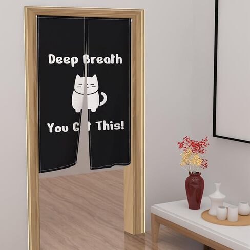 Leowefowa Cute Cat Doorway Curtain Noren Black Lucky Cat Door Hanging Japanese Style Painting Cute Animal Tapestry Window Treatment Bedroom Partition Kithchen Bathroom Door Decor 33.5"x 59" in Saudi Arabia