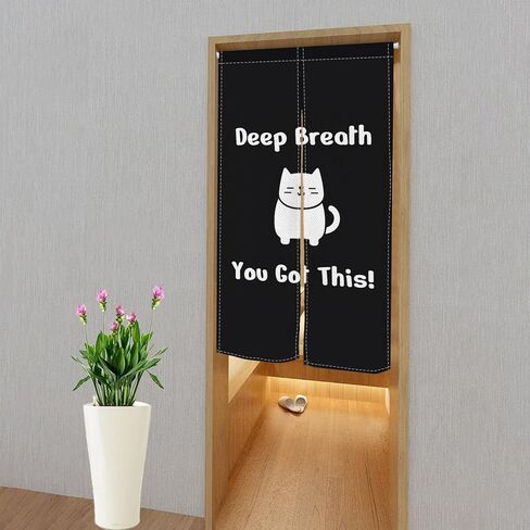 Leowefowa Cute Cat Doorway Curtain Noren Black Lucky Cat Door Hanging Japanese Style Painting Cute Animal Tapestry Window Treatment Bedroom Partition Kithchen Bathroom Door Decor 33.5"x 59" in Saudi Arabia