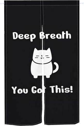 Leowefowa Cute Cat Doorway Curtain Noren Black Lucky Cat Door Hanging Japanese Style Painting Cute Animal Tapestry Window Treatment Bedroom Partition Kithchen Bathroom Door Decor 33.5"x 59" in Saudi Arabia