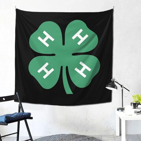 FXOMARLIN 4-H Clover Tapestry Wall Decor 59x59 Inch Backdrop Decoration for Living Room Bedroom Dormitory Home Decor in Saudi Arabia