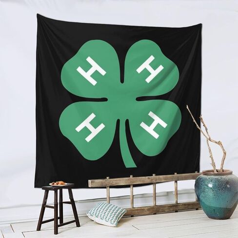 FXOMARLIN 4-H Clover Tapestry Wall Decor 59x59 Inch Backdrop Decoration for Living Room Bedroom Dormitory Home Decor in Saudi Arabia