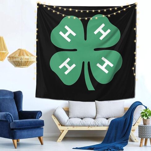 FXOMARLIN 4-H Clover Tapestry Wall Decor 59x59 Inch Backdrop Decoration for Living Room Bedroom Dormitory Home Decor in Saudi Arabia