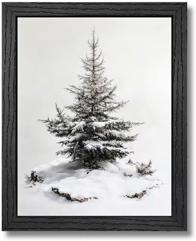 Christmas Wall Decor, Framed Christmas Tree Wall Art, Black and White Pine Forest Canvas Prints, Winter Holiday Pictures for Living Room Bedroom Ready to Hang 8x10 Inch in Saudi Arabia