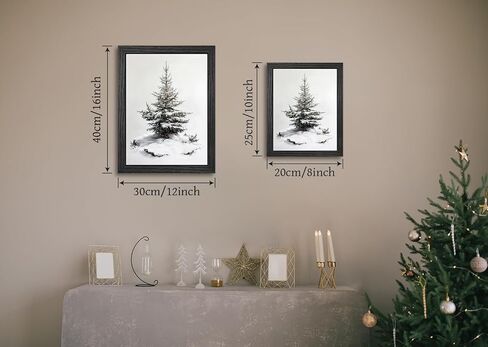 Christmas Wall Decor, Framed Christmas Tree Wall Art, Black and White Pine Forest Canvas Prints, Winter Holiday Pictures for Living Room Bedroom Ready to Hang 8x10 Inch in Saudi Arabia
