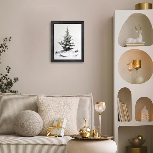 Christmas Wall Decor, Framed Christmas Tree Wall Art, Black and White Pine Forest Canvas Prints, Winter Holiday Pictures for Living Room Bedroom Ready to Hang 8x10 Inch in Saudi Arabia