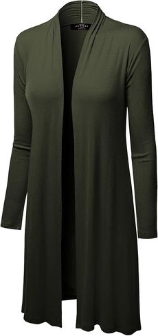 CTC Womens Solid Long Sleeve Open Front Long Cardigan in Saudi Arabia