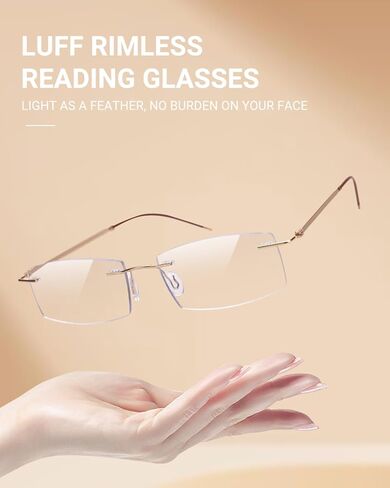 نظارات قراءة بدون إطار من LUFF للنساء والرجال، نظارات كمبيوتر خفيفة الوزن تحجب الضوء الأزرق in Kuwait