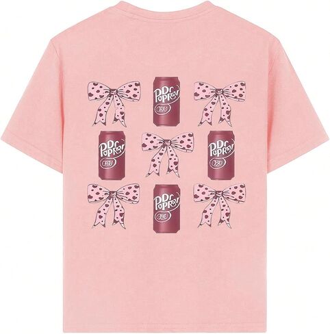 Girl's Bowknot Letter Graphic Tee Round Neck Short Sleeve Cute Tops Loose T Shirt in Saudi Arabia