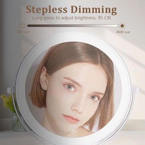 Unimiro 9inch Makeup Mirror with Lights, 1x/20x 5000mAh Makeup Mirrors with Light and Magnification, 360° Rotate Makeup Mirror with Lights and Magnification, 3 Color, 80 LEDs, Stepless Dimmable in Saudi Arabia